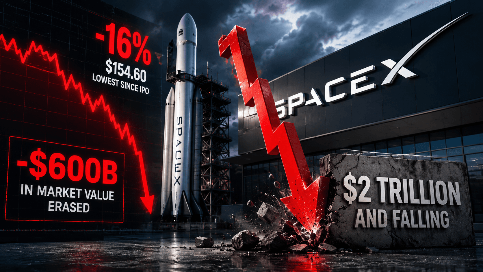 SpaceX Stock Falls for a Third Day as $600 Billion in Market Value Vanishes